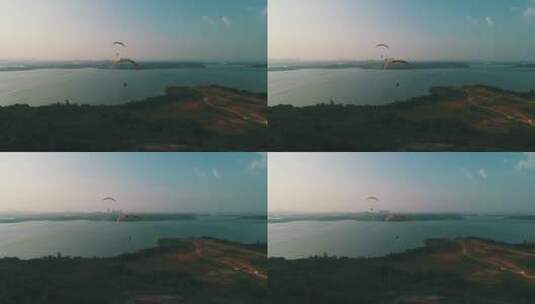 武汉光谷滑翔伞航拍高清在线视频素材下载