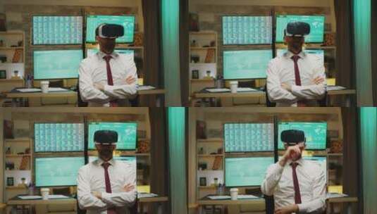 男人使用虚拟现实在工作高清在线视频素材下载