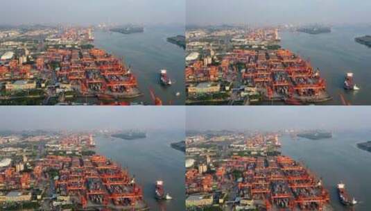 4k航拍黄埔港码头高清在线视频素材下载