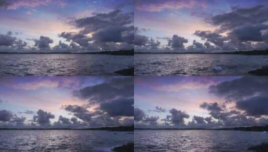 日落时分灿烂的云和波浪高清在线视频素材下载