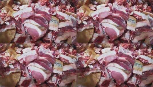 实拍超市肉类五花肉食品高清在线视频素材下载