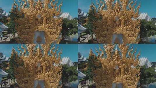 泰国旅游视频泰国清莱灵光寺白庙金色佛光高清在线视频素材下载