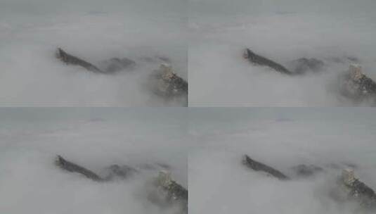 长城雪后冬季云海雪景航拍高清高清在线视频素材下载