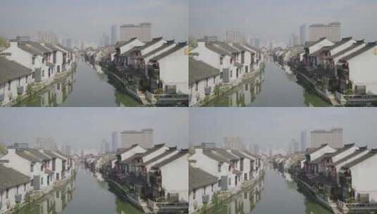 古运河面向市区拉近高清在线视频素材下载