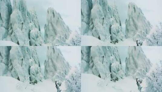 积雪很深的冰冻森林高清在线视频素材下载