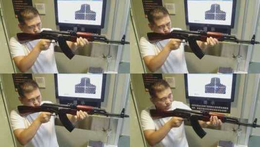 合法拍摄AK自动步枪连续射击高清视频素材高清在线视频素材下载