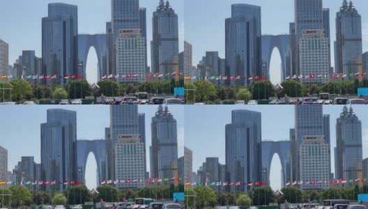 苏州城市风光-东方之门高清在线视频素材下载