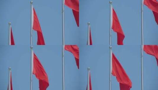 飘扬的红旗旗帜旗杆红色旗子高清在线视频素材下载