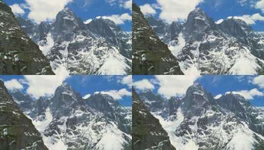 航拍四姑娘山雪山陡峭山峰高清在线视频素材下载