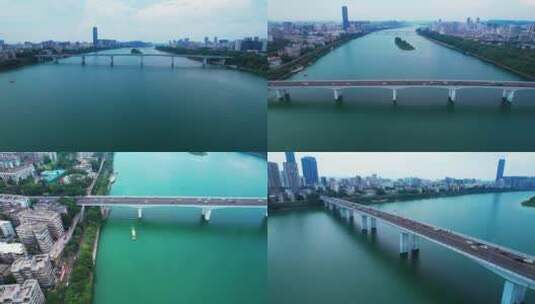 柳州文昌桥多镜头航拍高清在线视频素材下载