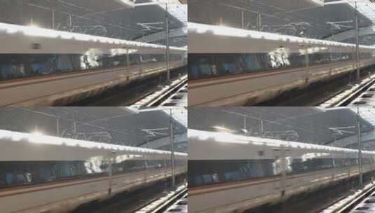高铁列车穿梭而过高清在线视频素材下载