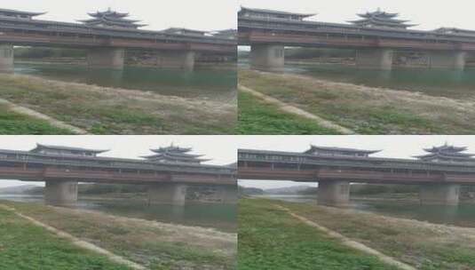 著名景区景点湖北省恩施州城风雨桥高清在线视频素材下载