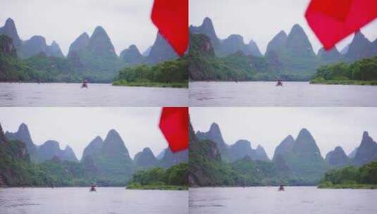 在船上看桂林山水甲天下高清在线视频素材下载