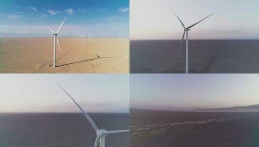 戈壁滩上的风力发电车高清在线视频素材下载