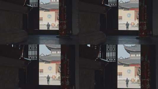 游客在寺庙里走动高清在线视频素材下载