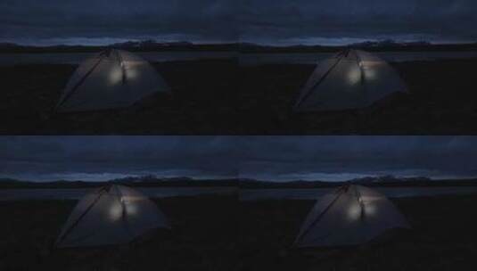 夜晚露营帐篷灯光高清在线视频素材下载
