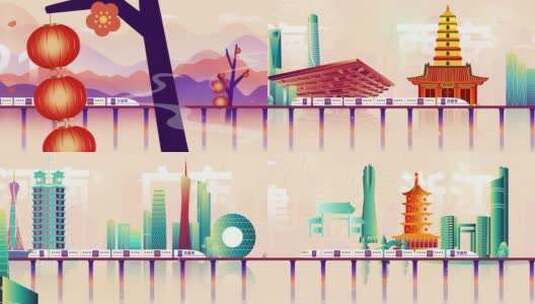 春节城市穿梭动画高清在线视频素材下载