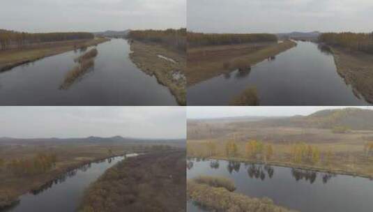 黑水兴安松岭南瓮河湿地航拍高清在线视频素材下载