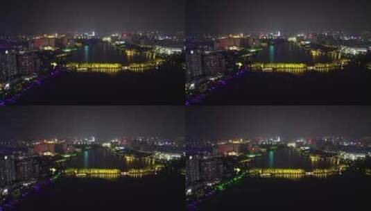 航拍江西九江甘棠公园夜景高清在线视频素材下载