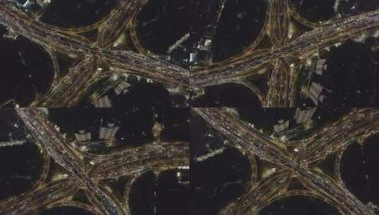 航拍城市交通-交通车流-上海延安路立交桥高清在线视频素材下载
