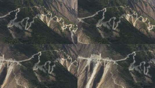 航拍西藏江达县波罗乡盘山公路高清在线视频素材下载