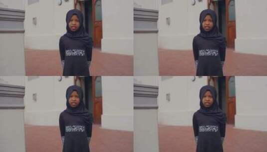 户外的穆斯林女孩高清在线视频素材下载