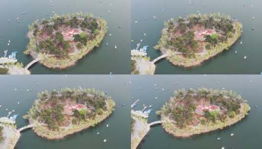 长春南湖公园航拍高清在线视频素材下载