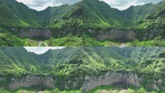 航拍贵州纳雍吊水岩瀑布高清在线视频素材下载