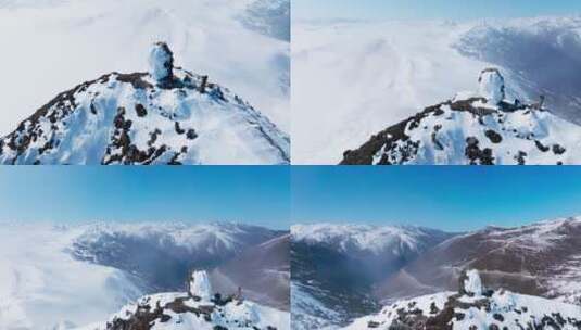 航拍夹金山冬季雪山风景冰天雪地高清在线视频素材下载