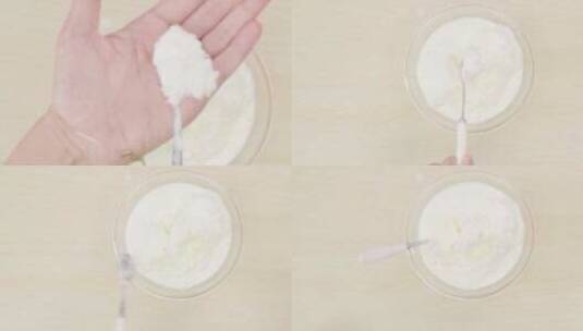 牛奶冰沙倒入碗中高清在线视频素材下载