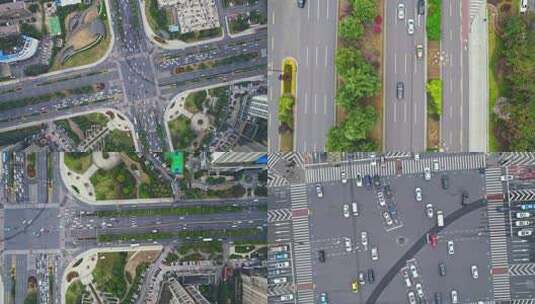 4k俯拍城市十字路口车流繁忙交通合集高清在线视频素材下载