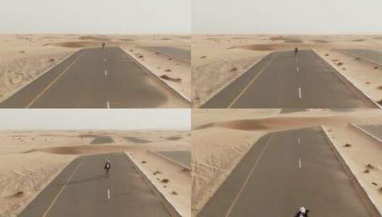 沙漠中间笔直的公路高清在线视频素材下载