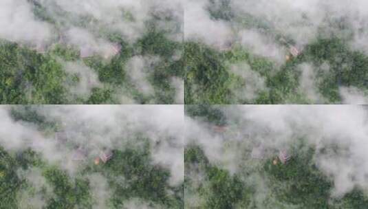 航拍鄂州西山风景区云海云雾中武昌楼高清在线视频素材下载