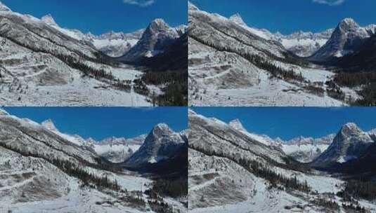 航拍阿坝四姑娘山双桥沟阿妣峰牛心山雪山高清在线视频素材下载