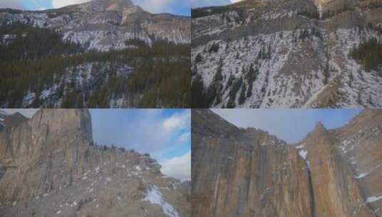 穿越机飞越山脉雪山森林湖泊高清在线视频素材下载