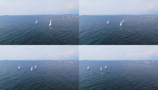 芬兰海岸附近的帆船高清在线视频素材下载