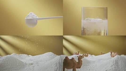奶粉/倒牛奶/创意沙漠骆驼奶粉高清在线视频素材下载