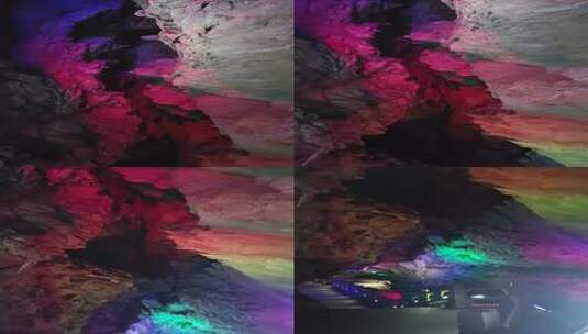 郴州万华岩溶洞地下河风光彩色钟乳石竖屏3高清在线视频素材下载