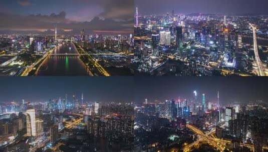 广州城市夜景延时合集高清在线视频素材下载