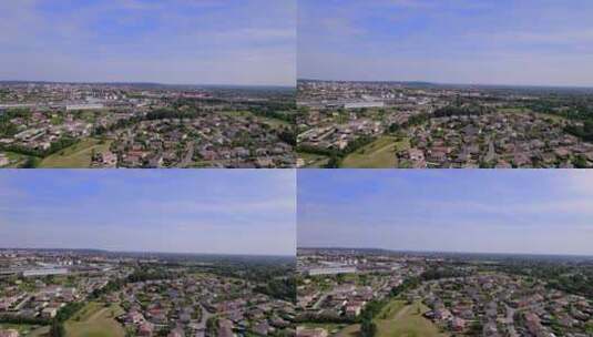 法国南部蒙托邦郊区，有住宅区和工业区，空中平底锅右摄高清在线视频素材下载