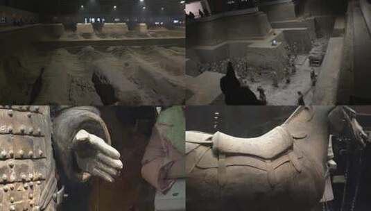 西安兵马俑坑博物馆展品游客高清在线视频素材下载