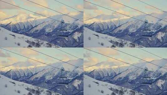 静态视图高加索山脉全景滑雪场高清在线视频素材下载