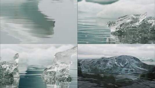 水面晶莹剔透的浮冰高清在线视频素材下载