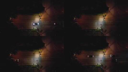 昏黄路灯下的街道一角高清在线视频素材下载