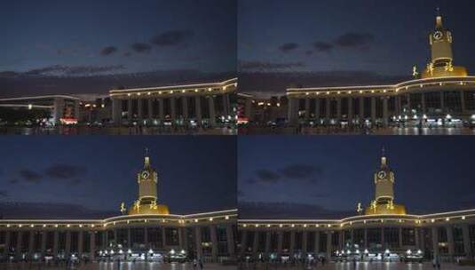 天津站夜景从左到右缓慢移动1080p高清在线视频素材下载