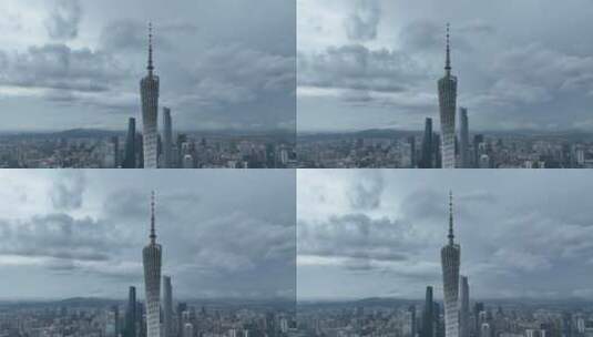 乌云密布的广州塔高清在线视频素材下载