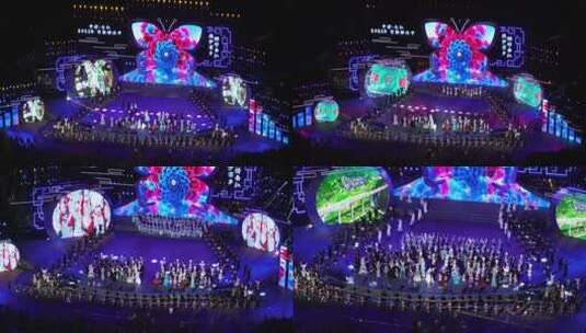 航拍贵州台江晚会舞台节目活动高清在线视频素材下载