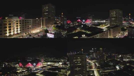 城市航拍美国佐治亚州亚特兰大市中心夜景高清在线视频素材下载