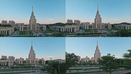 深圳北理莫斯科大学日落航拍高清在线视频素材下载