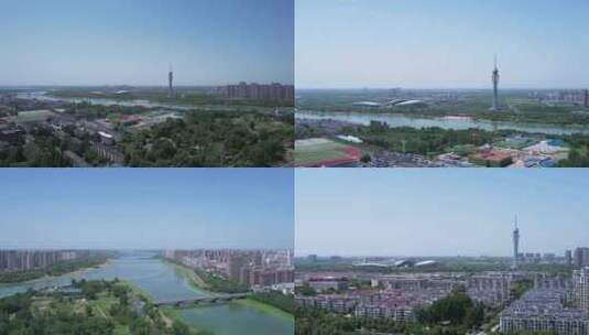 六安城市地标航拍合集高清在线视频素材下载